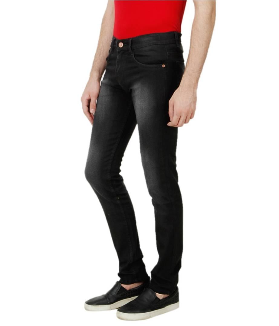 Black Faded Stretchable Denim Regular Fit Jeans