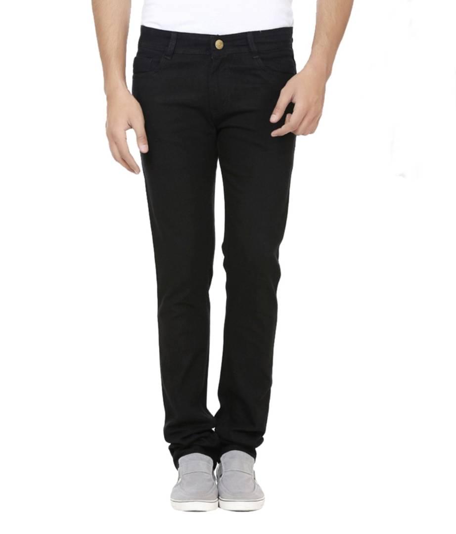 Black Stretchable Denim Regular Fit Jeans
