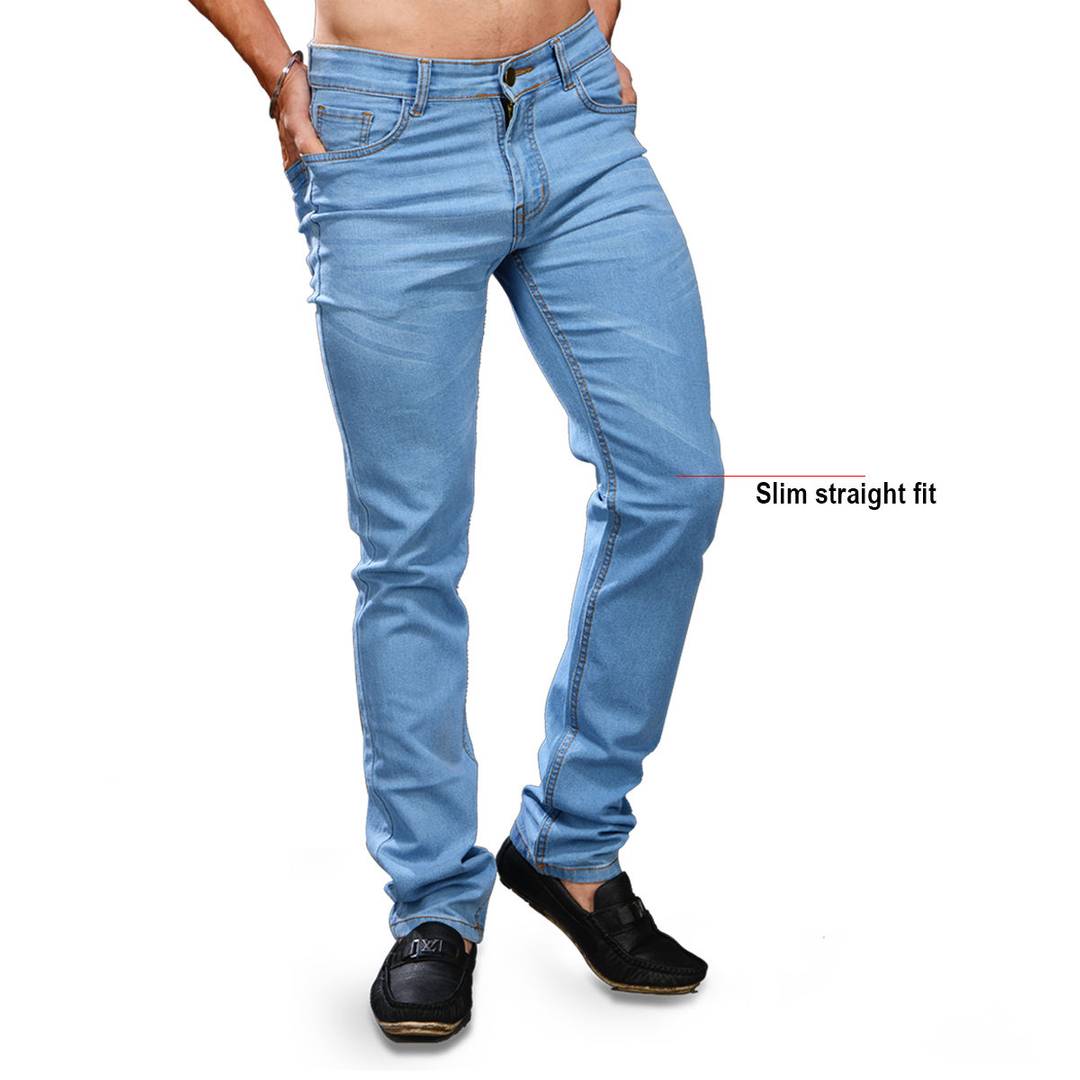 Light Blue Solid Slim Fit Mid-Rise Jeans