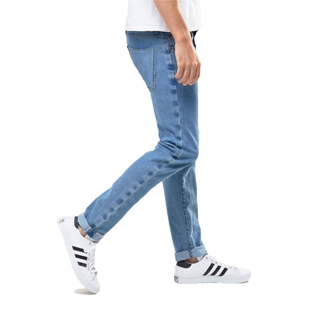 Men's Blue Cotton Blend Solid Regular Fit Mid-Rise Jeans