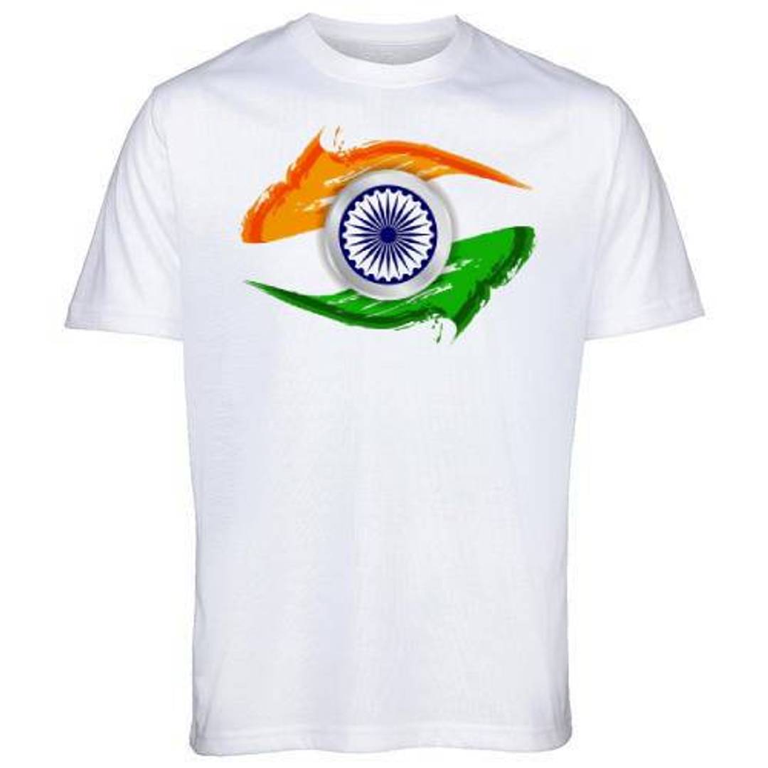 Round Neck Half Sleeve Independence Day White T-Shirt For Men/Women