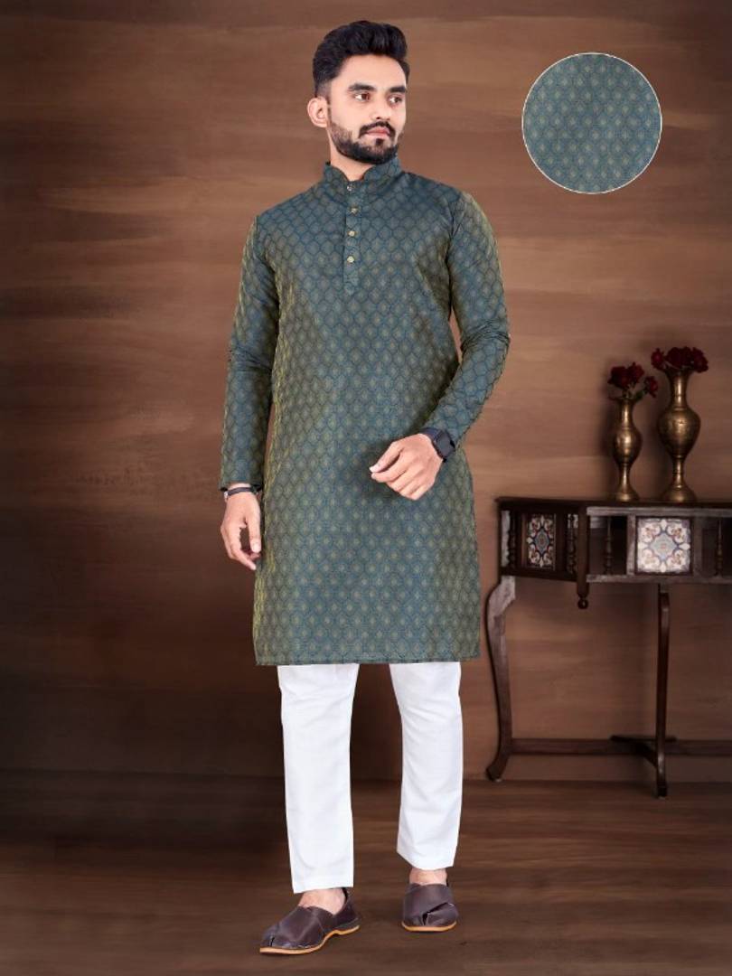 Jacquard Weaving Fancy Kurta Pajama Set For Men