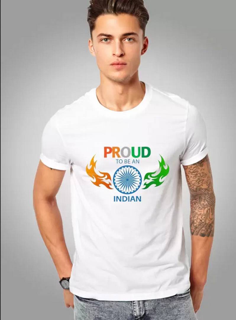 Stunning White Polyester Printed Independence Day Proud To Be Indian Tees For Men