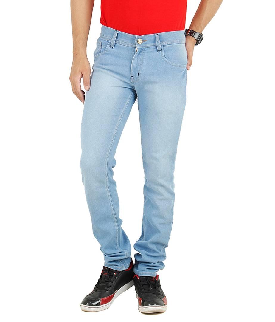 Blue Faded Denim Regular Fit Mid-Rise Jeans
