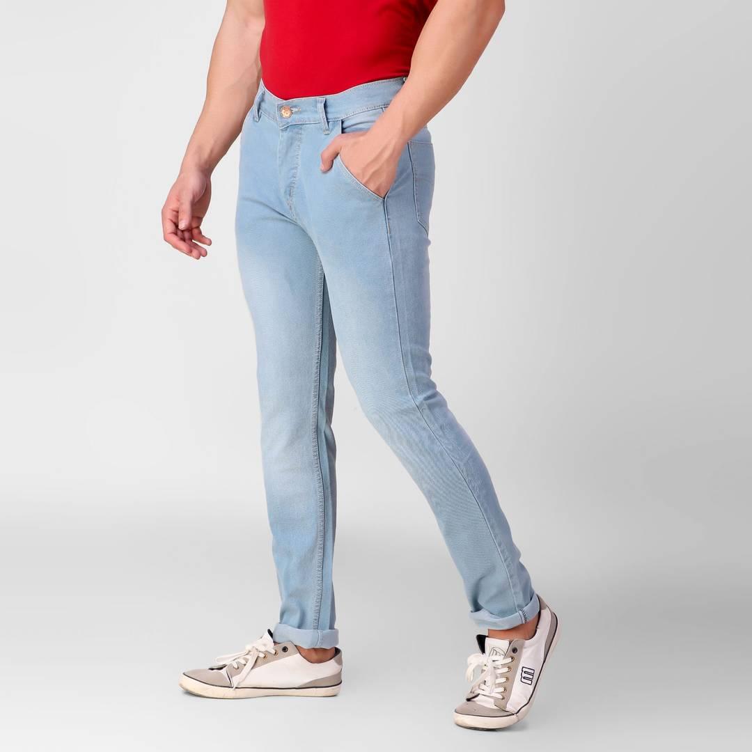 Blue Faded Denim Regular Fit Mid-Rise Jeans