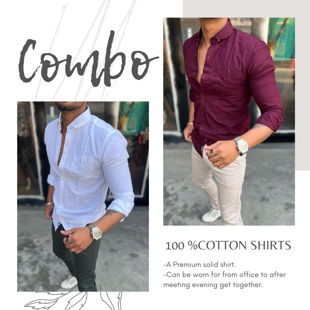 Men Formal Shirt Combo Pack of 2 Shirts