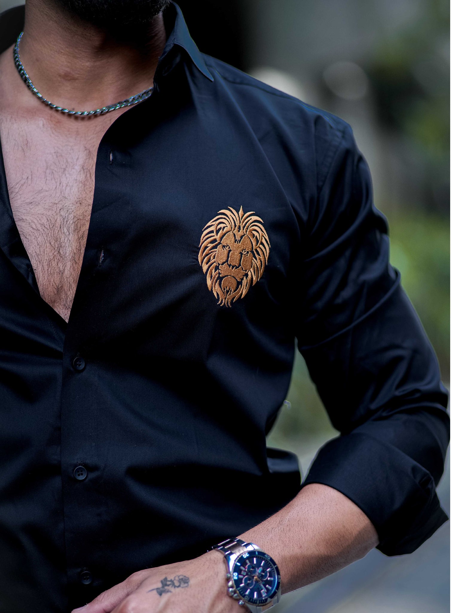 Golden Embroidered Mufasa Cotton Shirt