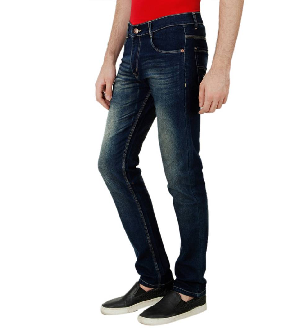 Blue Faded Stretchable Denim Regular Fit Jeans
