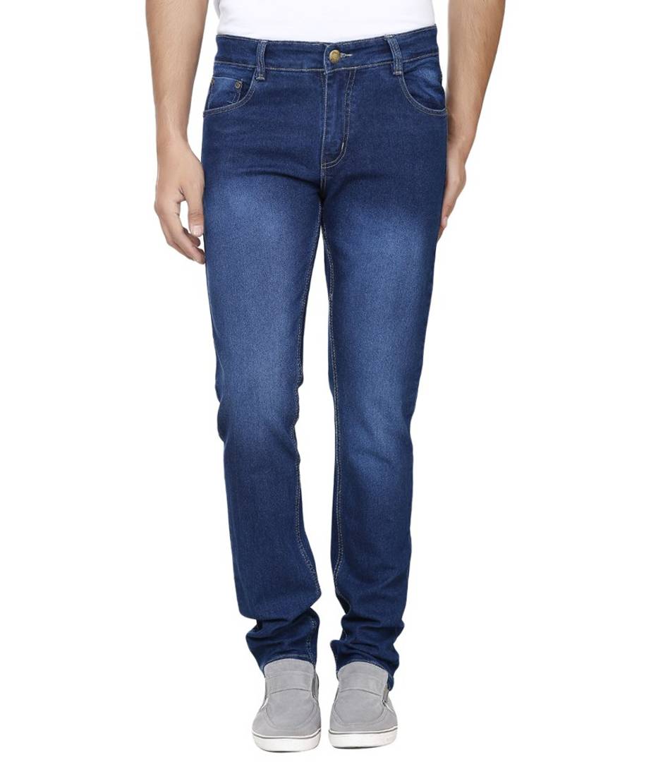 Blue Solid Denim Regular Fit Mid-Rise Jeans