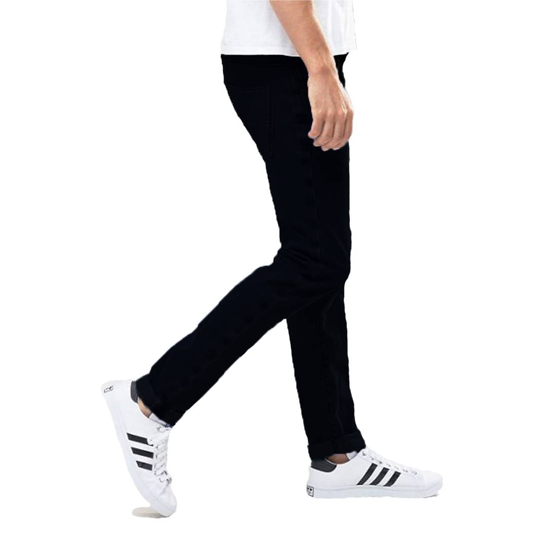 Men's Black Cotton Blend Solid Regular Fit Mid-Rise Jeans