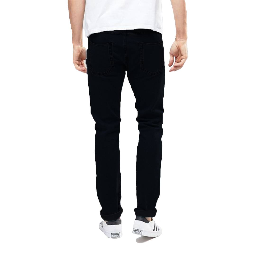 Men's Black Cotton Blend Solid Regular Fit Mid-Rise Jeans