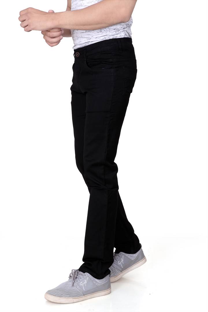 Men's Black Denim Solid Slim Fit Low-Rise Jeans