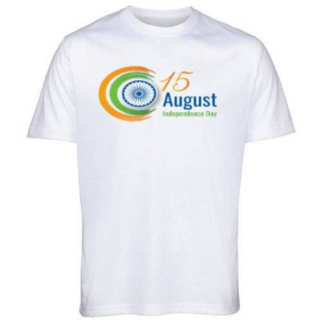 Round Neck Half Sleeve Independence Day White T-Shirt For Men/Women