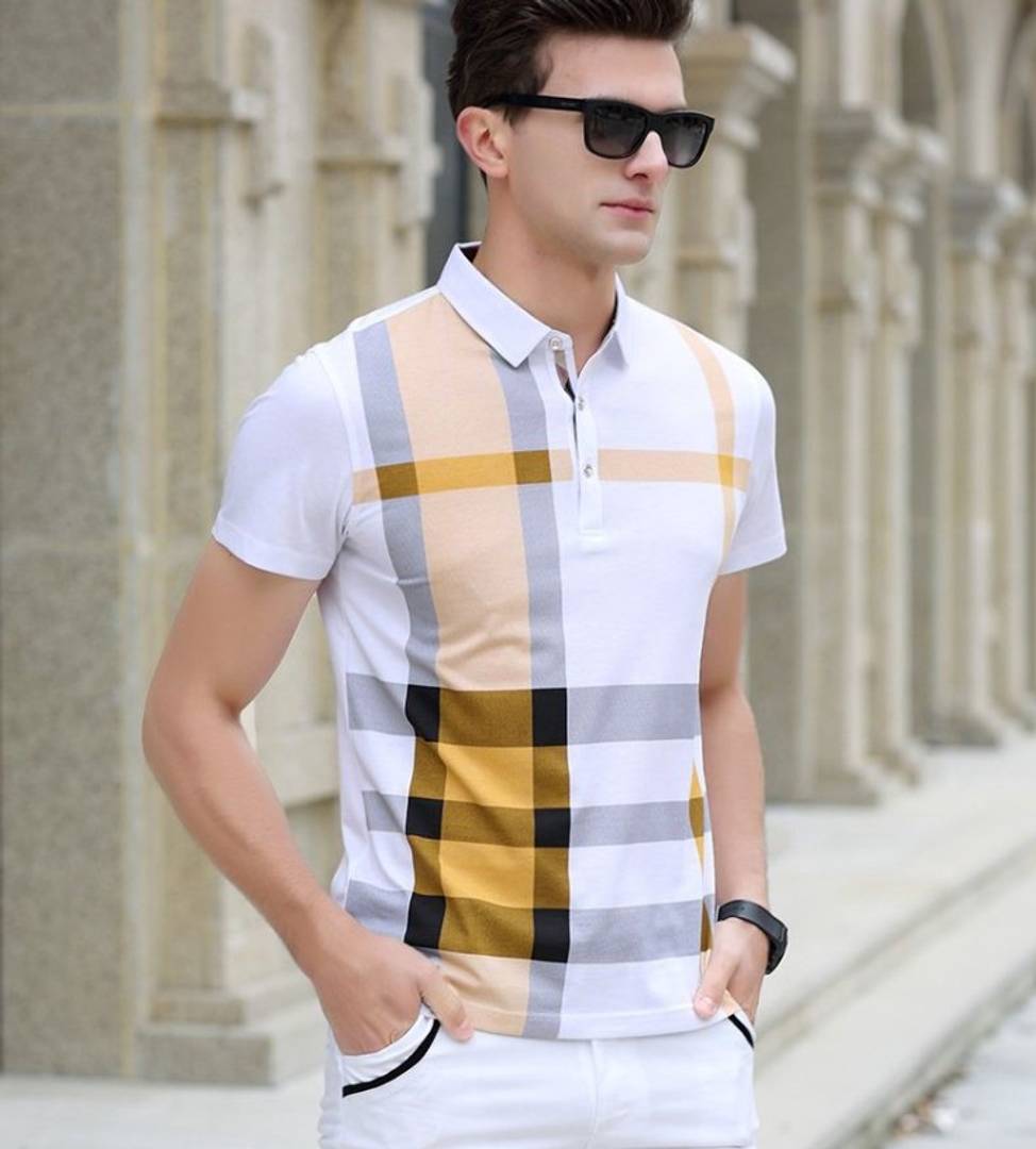 Cotton Spandex Polo Neck T-Shirt For Men