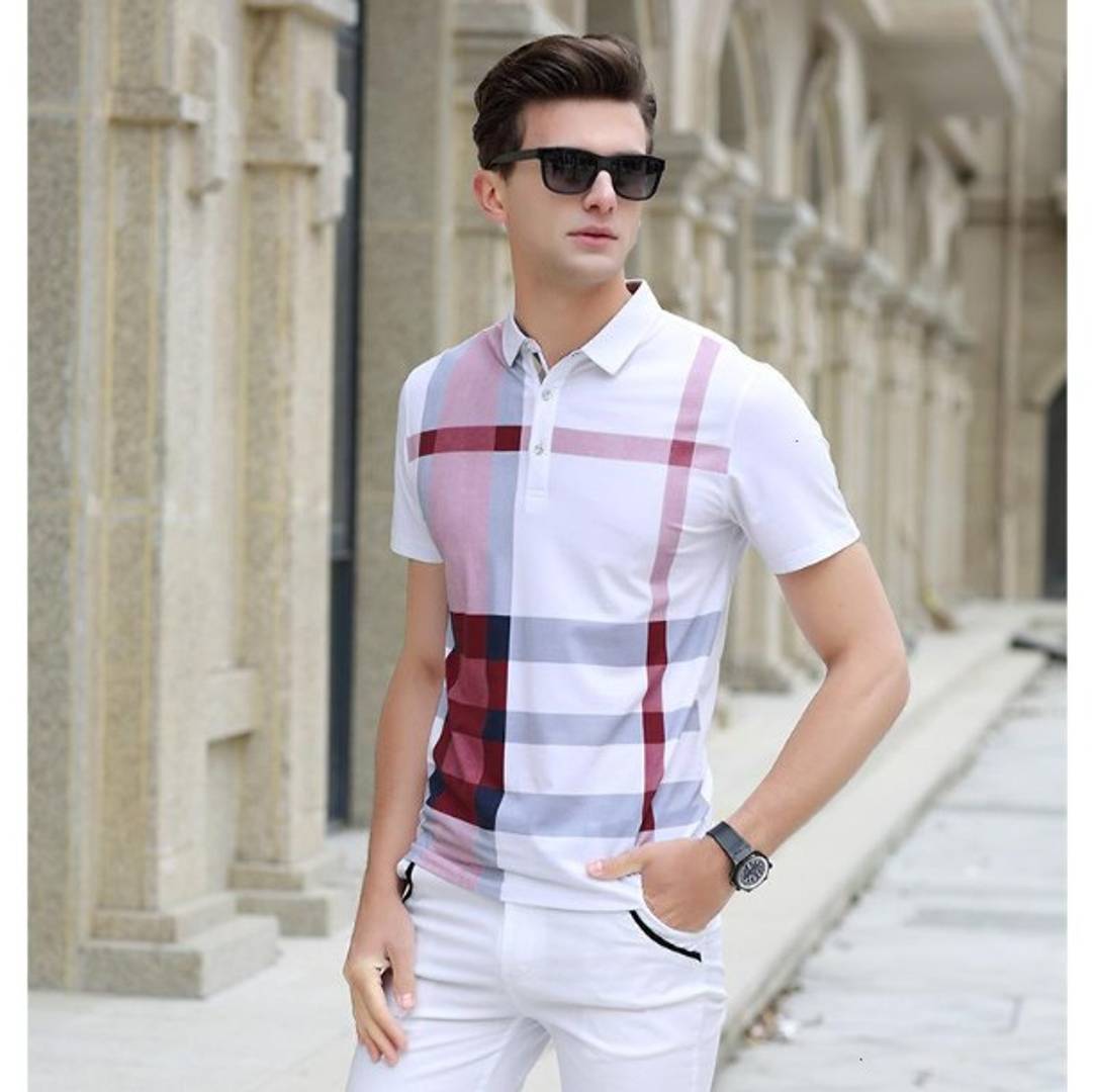 Cotton Spandex Polo Neck T-Shirt For Men