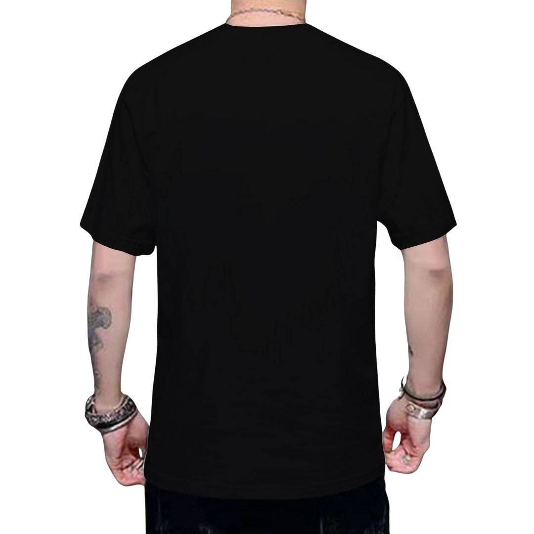 Stylish Black Regular Fit Half Sleeves Round Neck Indian Tricolor Printed T-Shirt For Men