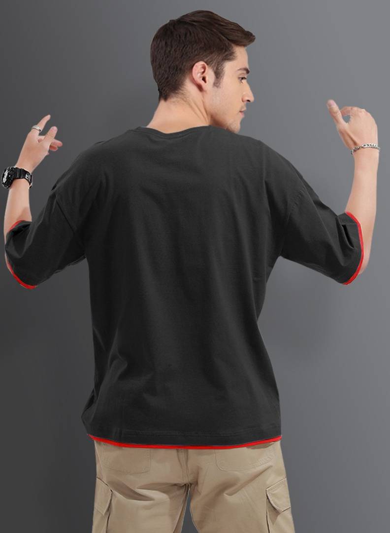 Reliable Black Cotton Blend Solid Round Neck Tees For Men