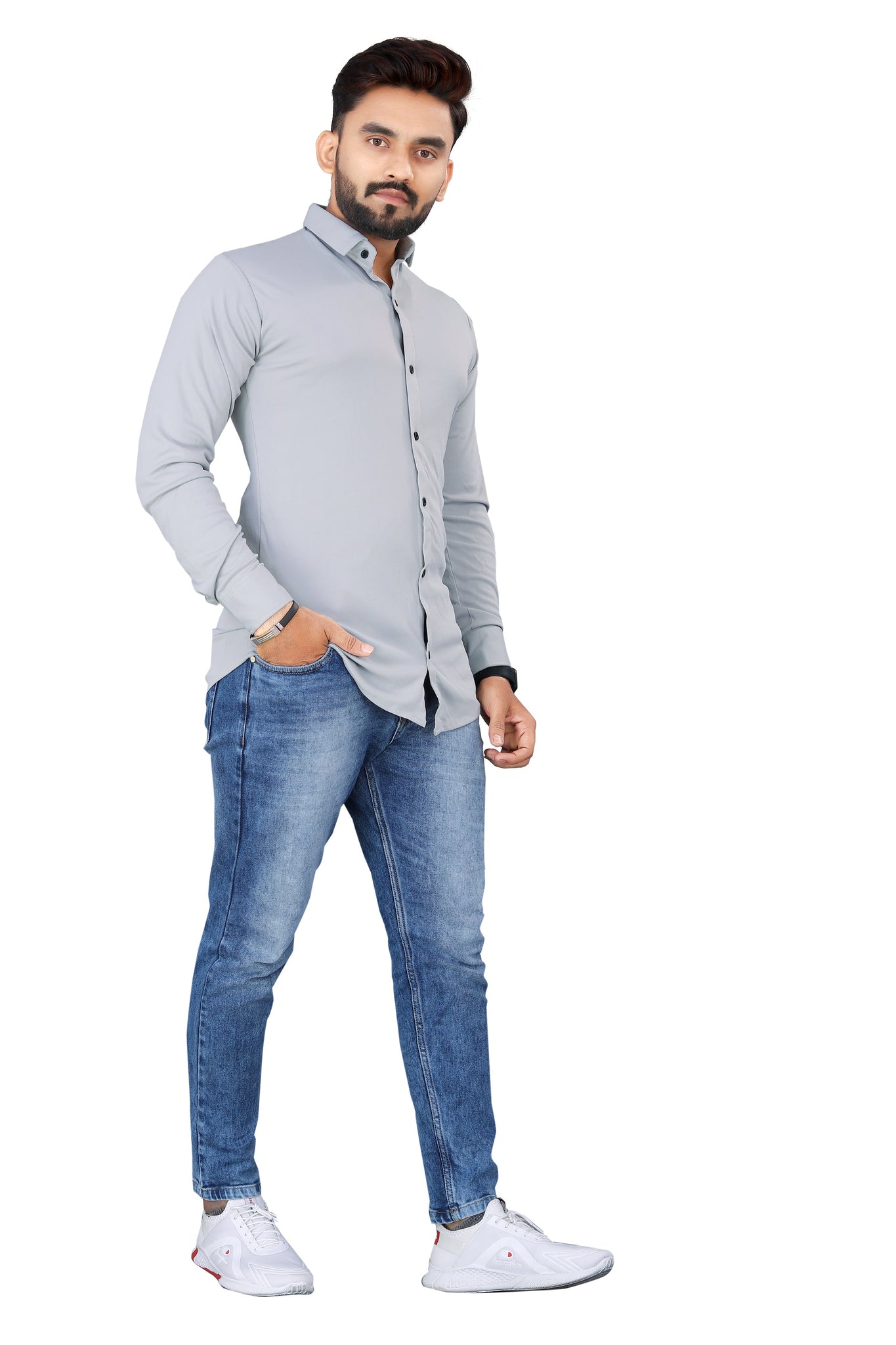 Full Stretchable Lycra Solid Shirt