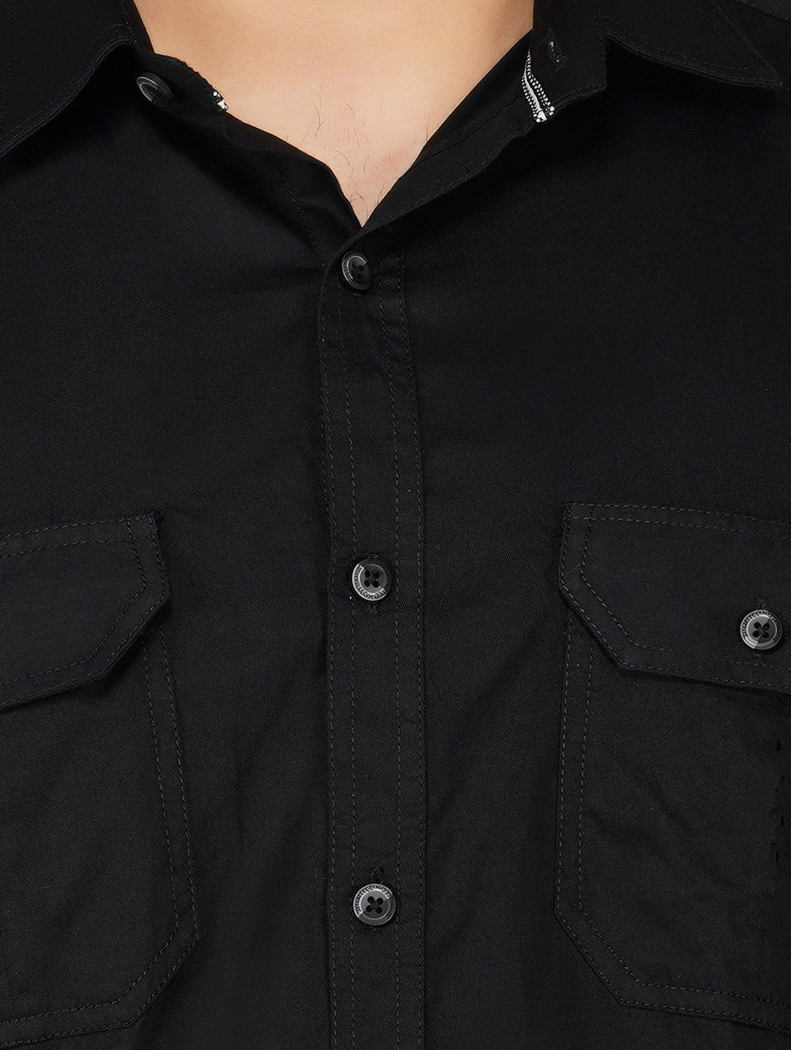 Solid Shirt with Flap Pockets
