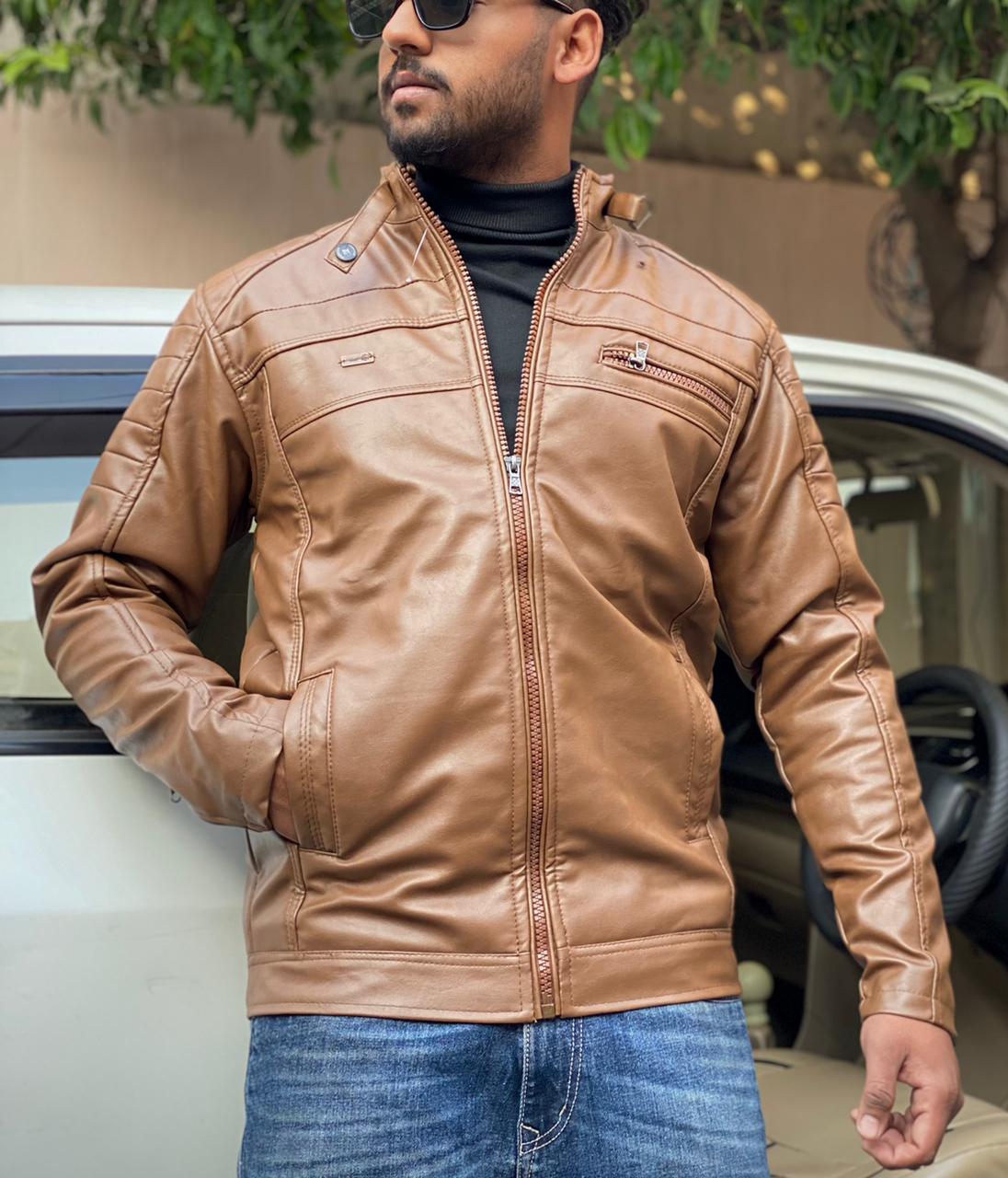 Men’s Leather Jacket with Inside Furr - Camel