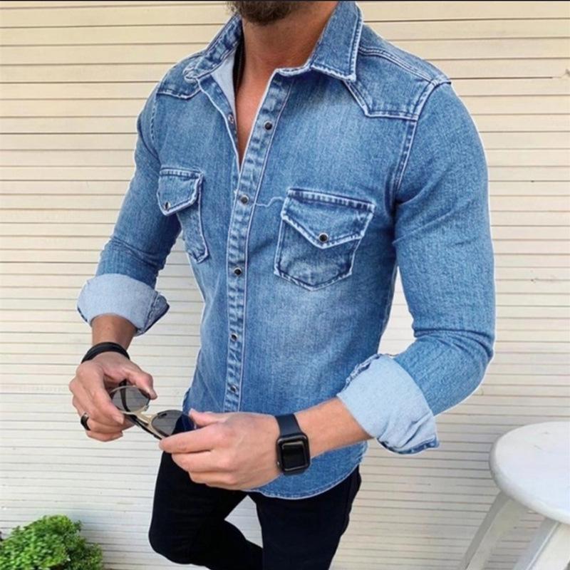 Men Ice Blue Slim Fit Faded Casual Shirt