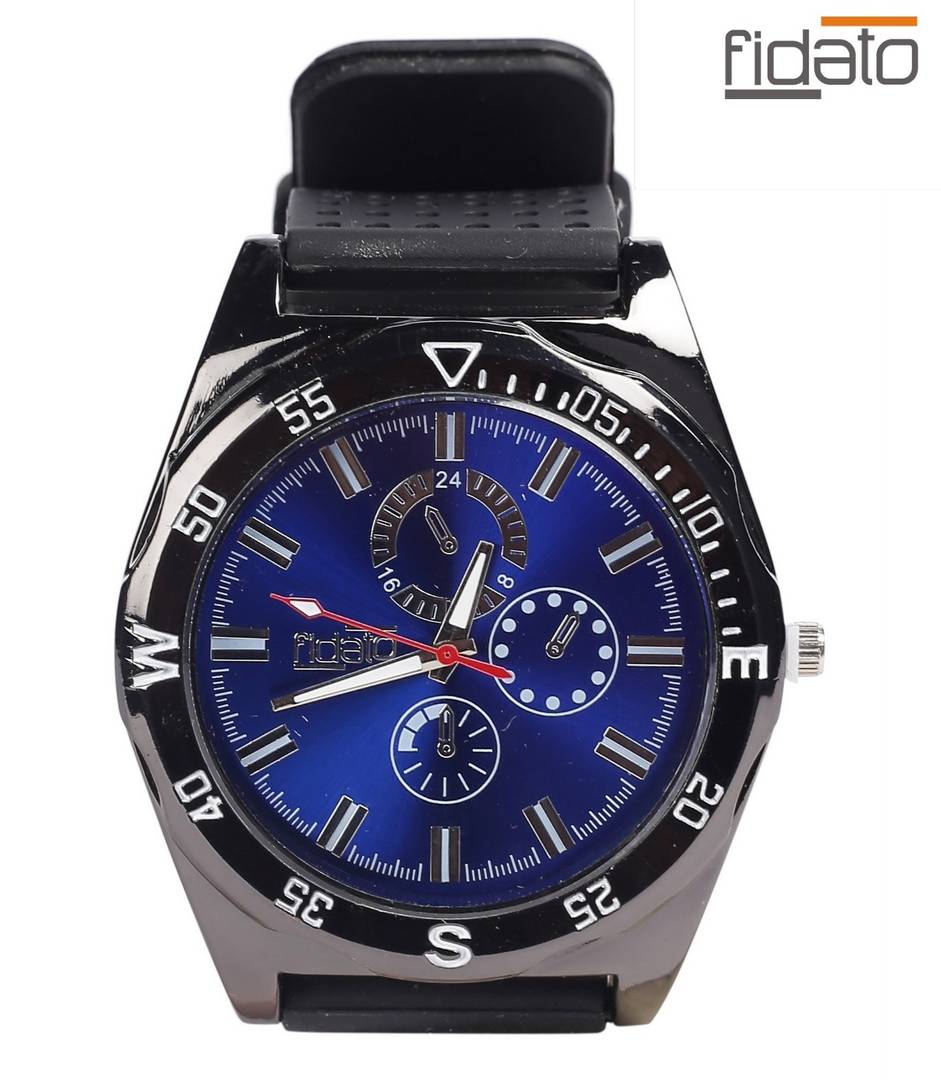 Blue Silicone Analog Watch For Men