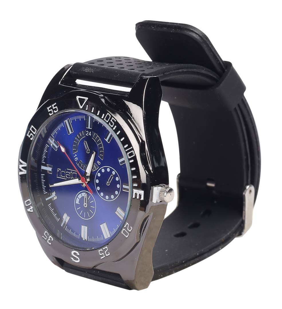 Blue Silicone Analog Watch For Men