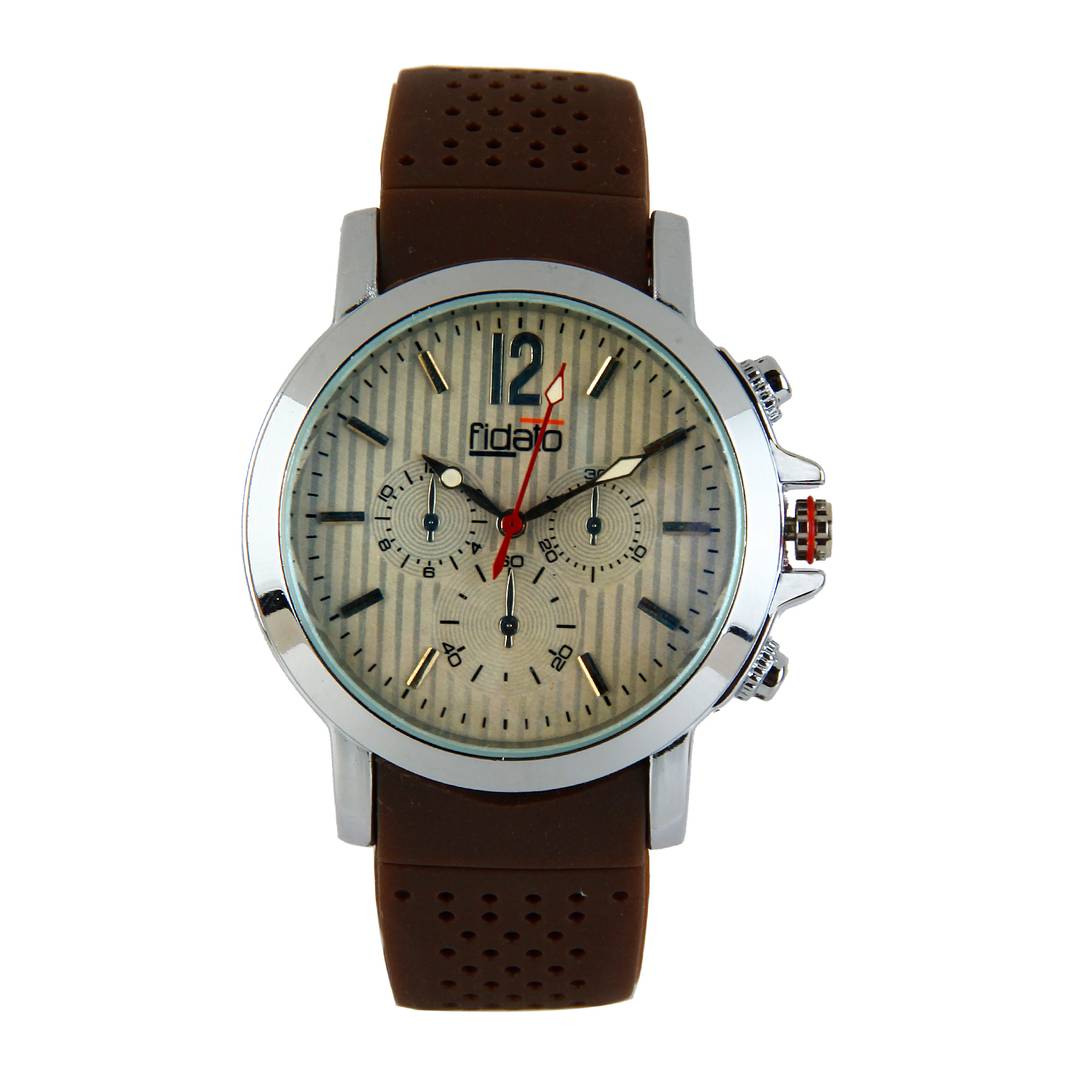 Brown Silicone Analog Watch For Men
