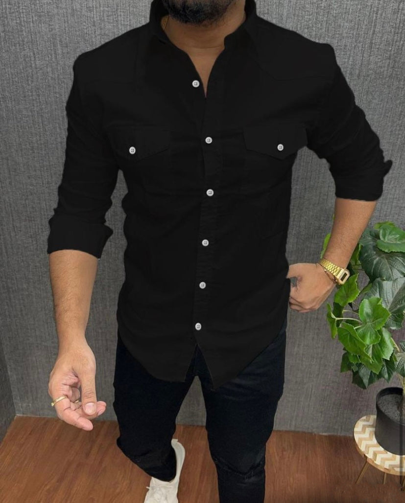 Double Pocket Plain Shirt